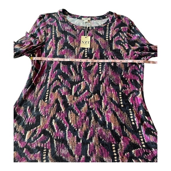 NZT Sweet Dreams Long Sleeve Printed Vines Popover Top  Nic + Zoe Pink Multi - Picture 10 of 15